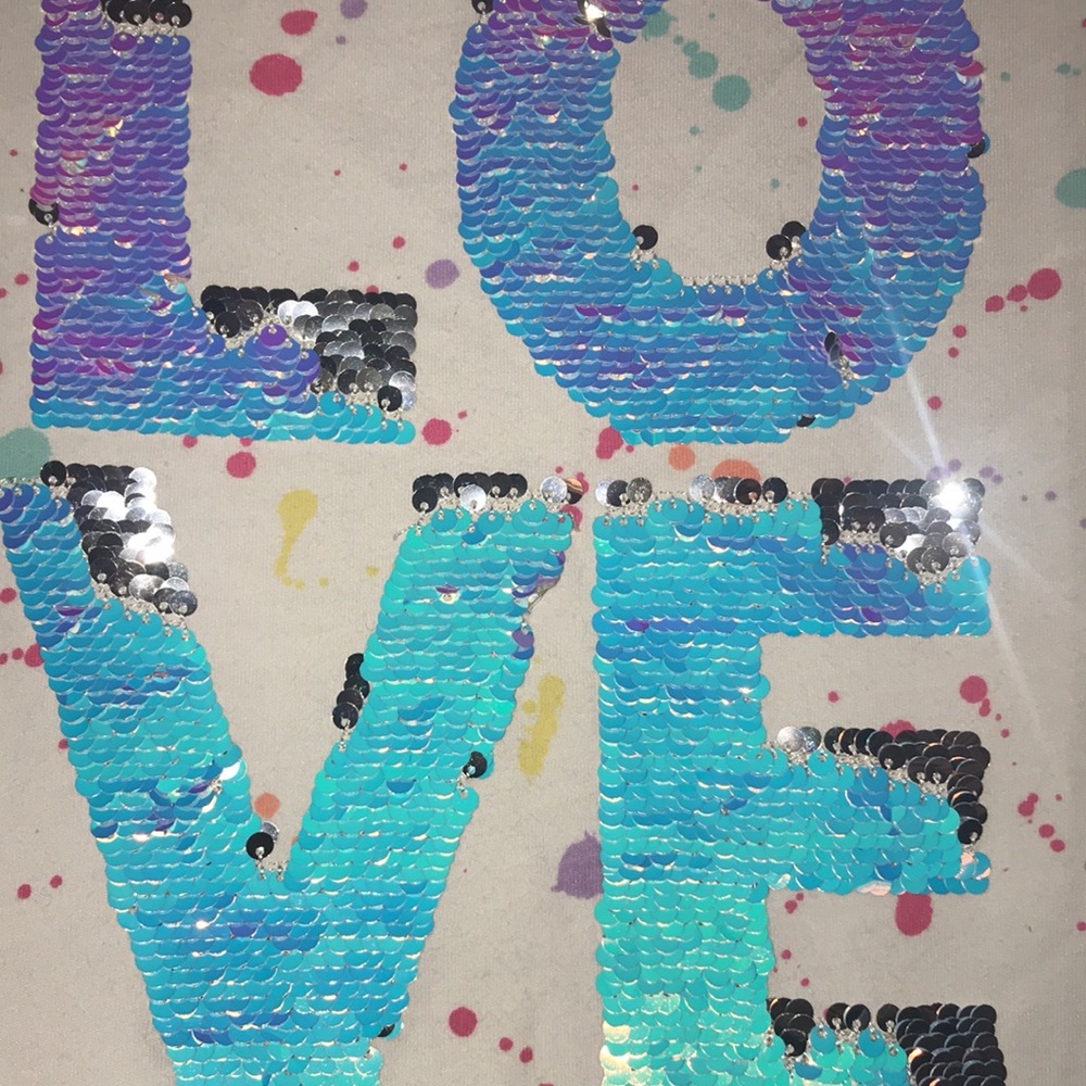 Girls' Place Sequined “LOVE” Tee - Picture 4 of 9
